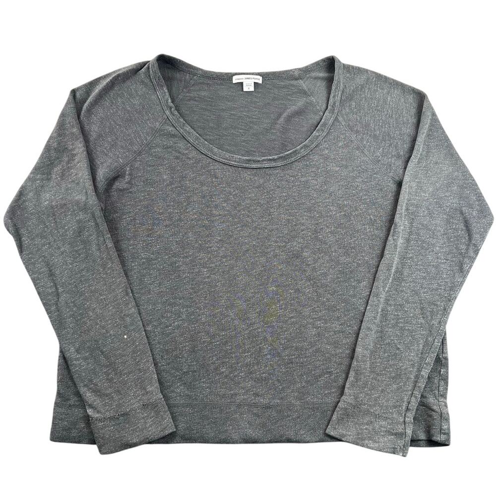 James Perse Gray Raglan Sweatshirt Top Modal Blend Minimalist - Size 4 XL